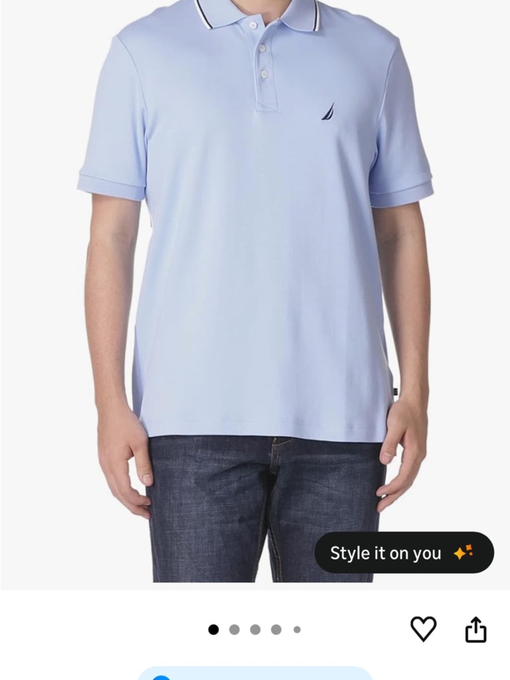 Nautica Light Blue Polo with Navy Sail Logo and Trim